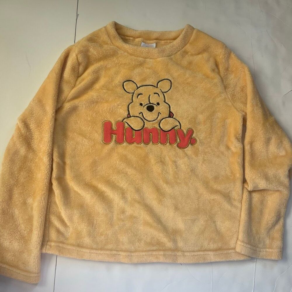Disney 100 Women's Fleece Winnie The Pooh Hunny Pajama Top Yellow Size Small